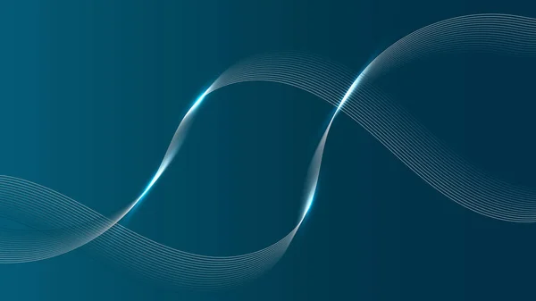 Анотація Елементів Ліній Срібної Хвилі Сяючим Світлом Синьому Фоні Векторна — стоковий вектор