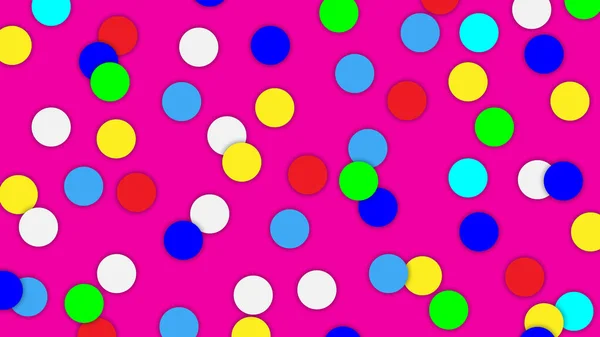 ピンクの背景にカラフルな抽象的な円のパターン — ストックベクタ