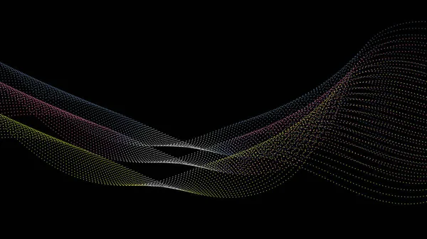 Lignes Abstraites Lignes Dynamiques Onde Point Couleur Vive Avec Éclairage — Image vectorielle