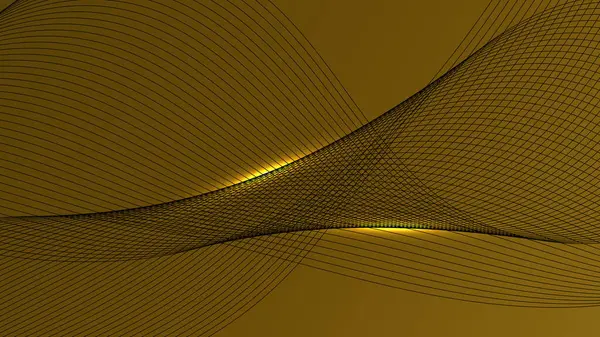 金の背景に輝く光の効果を持つ抽象的なライン要素 ベクトルグラフィックイラスト — ストックベクタ