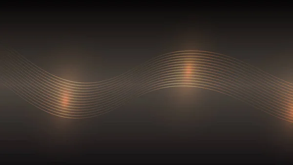 抽象技術暗い背景に輝く光を持つ未来的な金線の要素 ベクトルグラフィックイラスト — ストックベクタ