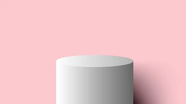 Wit Podium Staan Minimale Muur Scène Roze Achtergrond Kunt Gebruiken — Stockvector