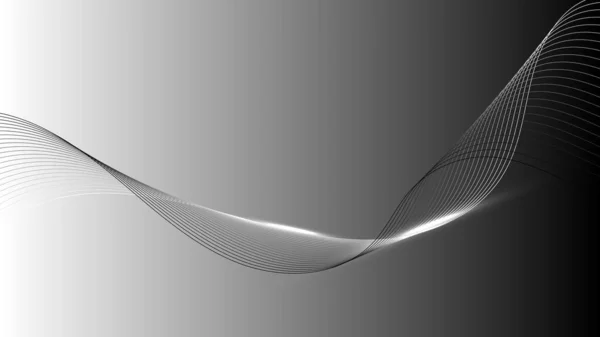 白と黒の背景に波線の要素を抽象化 ベクトルグラフィックイラスト — ストックベクタ