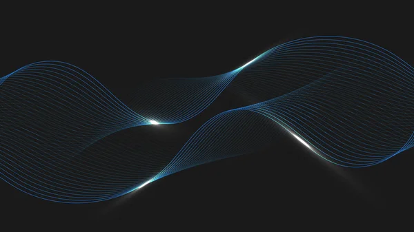 Абстрактный Кривой Неоновый Блеск Черная Фоновая Технология Векторная Графика — стоковый вектор