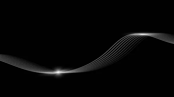 Абстрактная Кривая Белого Неонового Свечения Черном Фоне Векторная Графика — стоковый вектор