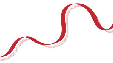 Beyaz arkaplanda soyut kırmızı dalga biçimi kurdelesi ve çizgi. Vektör grafik illüstrasyonu