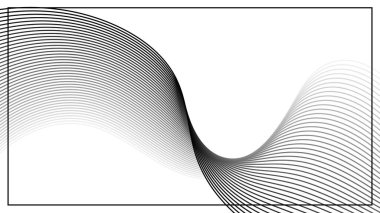 Beyaz arkaplanda soyut siyah dalga boyu çizgileri. Vektör grafik illüstrasyonu