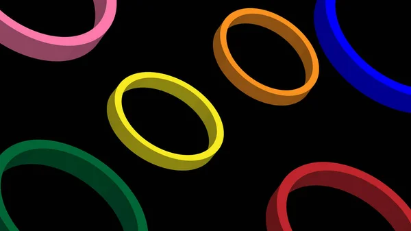 Arkaplanda sunum tasarımı için soyut renkli çember parlaklığı ve katman ögesi. Vektör grafik çizici.