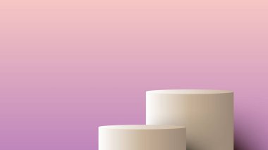 Arka planda 3D podyum asgari duvar sahnesi var. Ürün gösterimi, sunum modeli, vitrin vs. için kullanabilirsiniz. Vektör grafik illüstrasyonu.