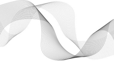 Soyut çizgiler ve arkaplanda noktalı yarım ton dalgaları. Vektör grafik çizici.