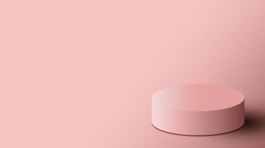Üç boyutlu pembe kürsü arka planda en az duvar sahnesi. Ürün gösterimi, sunum modeli, vitrin vs. için kullanabilirsiniz. 
