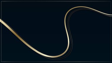 Soyut altın kurdele elementleri koyu arkaplanda parlayan ışık efektleriyle. Zarif altın kurdele..
