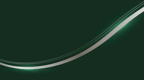 Soyut lüks kurdele ve yeşil arka planda parlayan ışık efektli çizgi elementleri. Zarif gümüş çizgi.