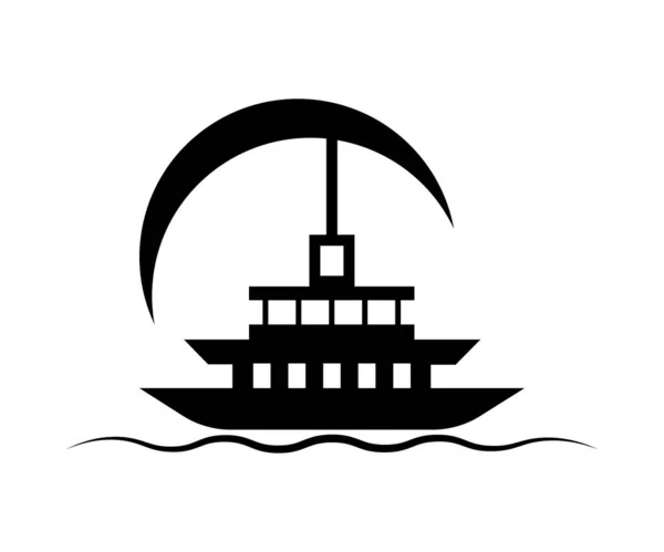 Ship Logo Wave Design Vector Template — Stock Vector