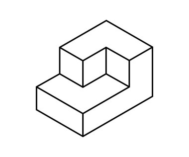 İzografik projeksiyon görünümü ana hatlı vektör tasarım şablonu