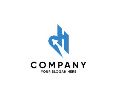 Harf HB büyüme ok logo tasarım şablonu