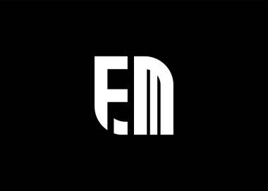 Monogram Harf FM Logo Tasarım Vektör Şablonu