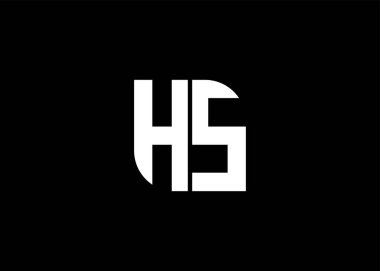 Monogram Harf HS Logo Tasarım Vektör Şablonu.