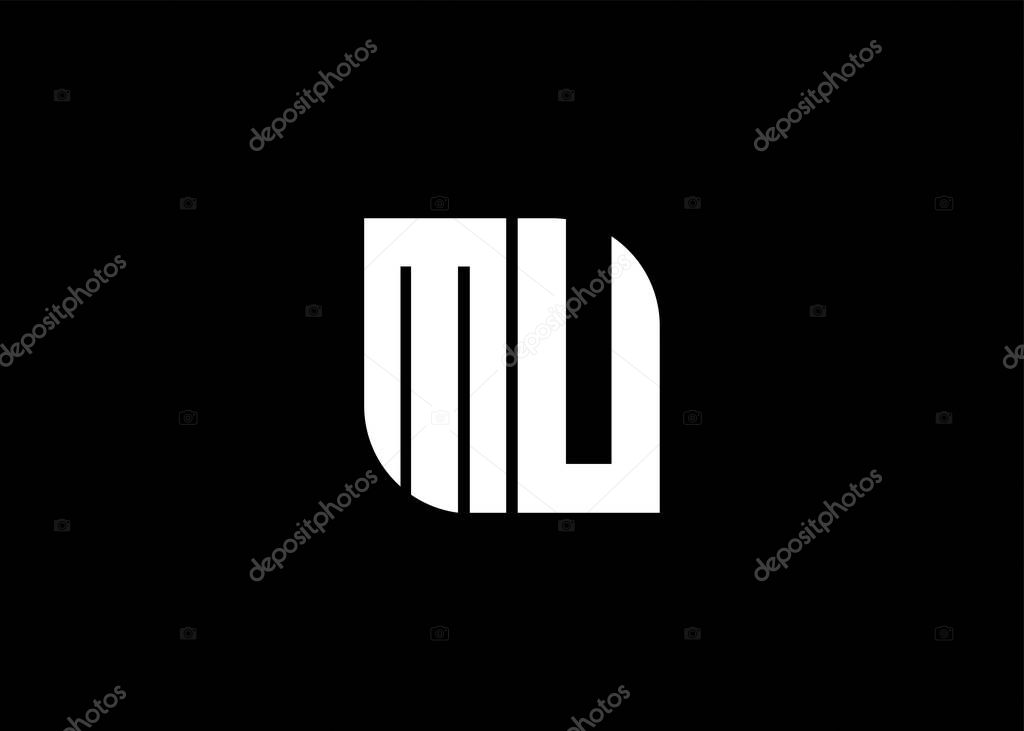 Monogram Letter MU Logo Design vector template