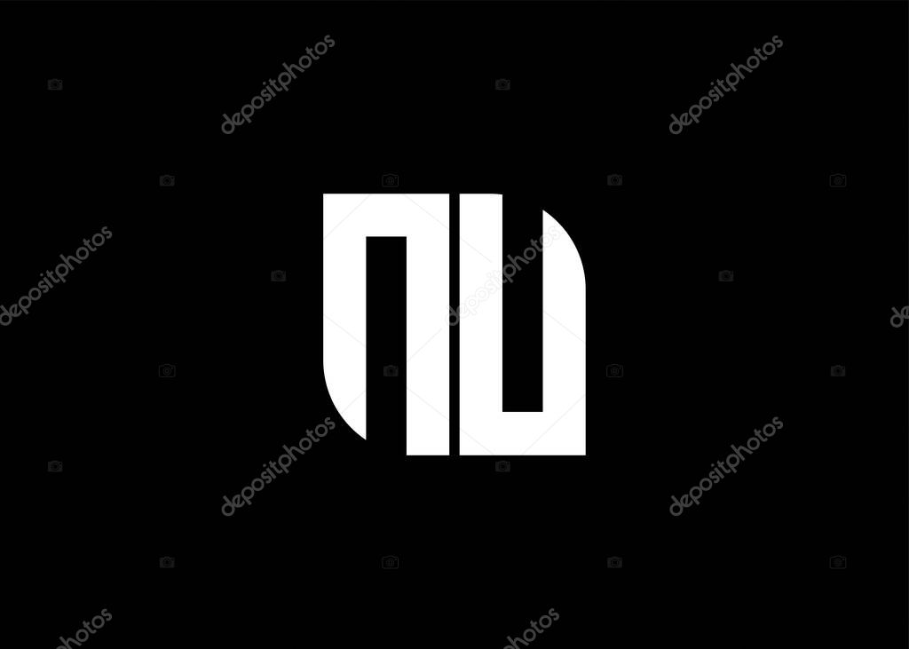 Monogram Letter NU Logo Design vector template