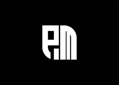 Monogram Harfli PM Logo Tasarım vektör şablonu.