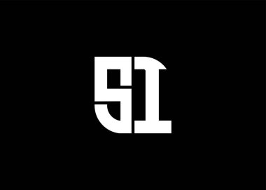 Monogram Harfi SI Logo Tasarım Vektör Şablonu
