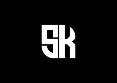 Monogram Harf SK Logo Tasarım vektör şablonu.