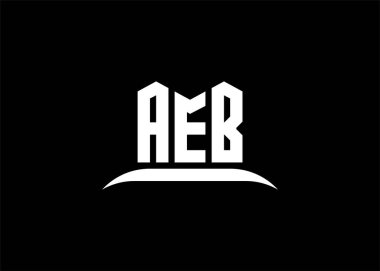 Yaratıcı siyah arkaplan üzerindeki AEB harfi logo tasarımı