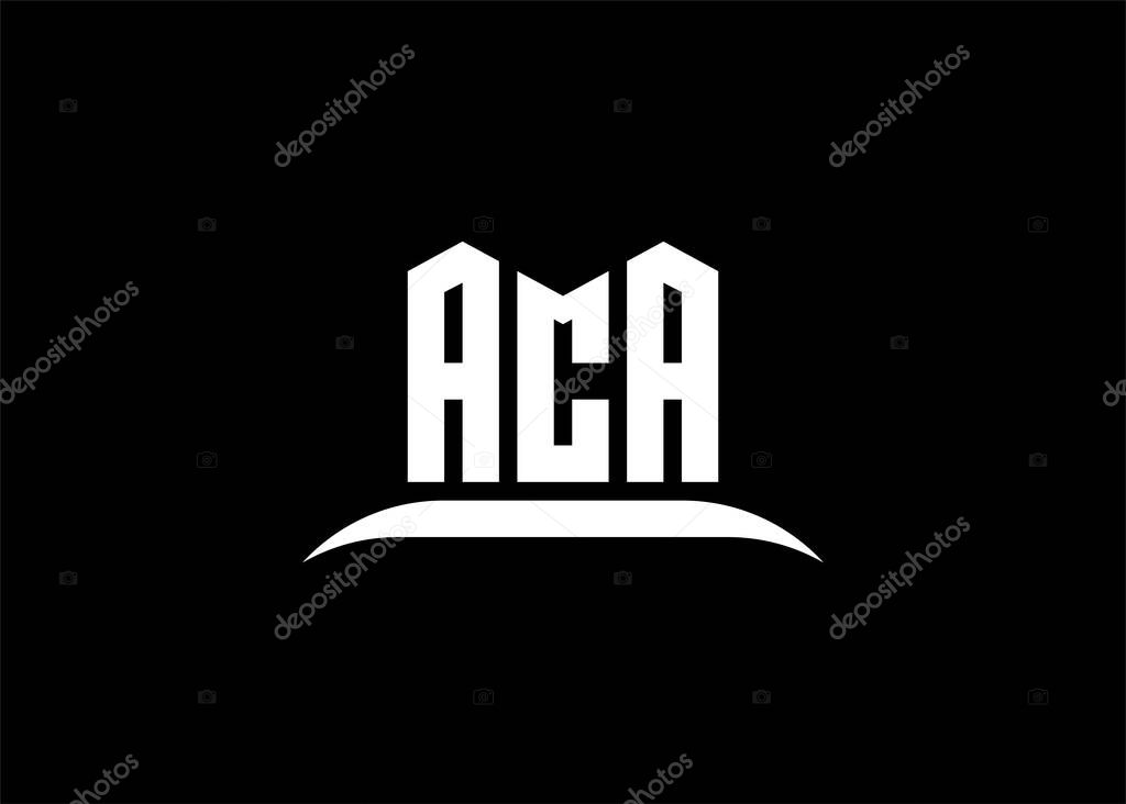 ACA letter logo design on creative BLACK background