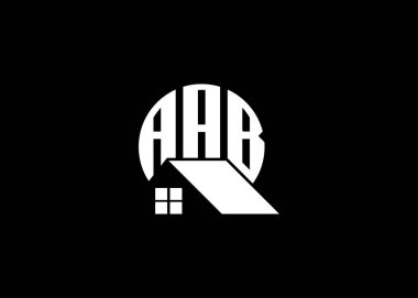 Emlak Mektubu AAB Monogram Vektör Logosu. Ev ya da Bina Şekli AAB Logosu