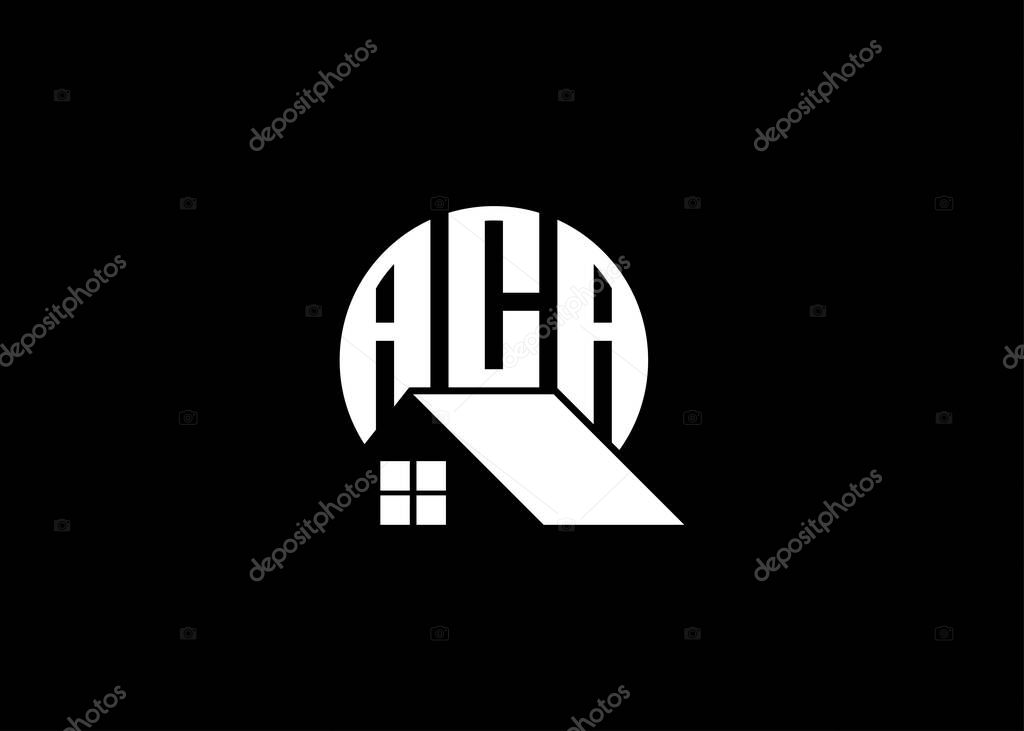 Real Estate Letter ACA Monogram Vector Logo.Home Or Building Shape ACA Logo