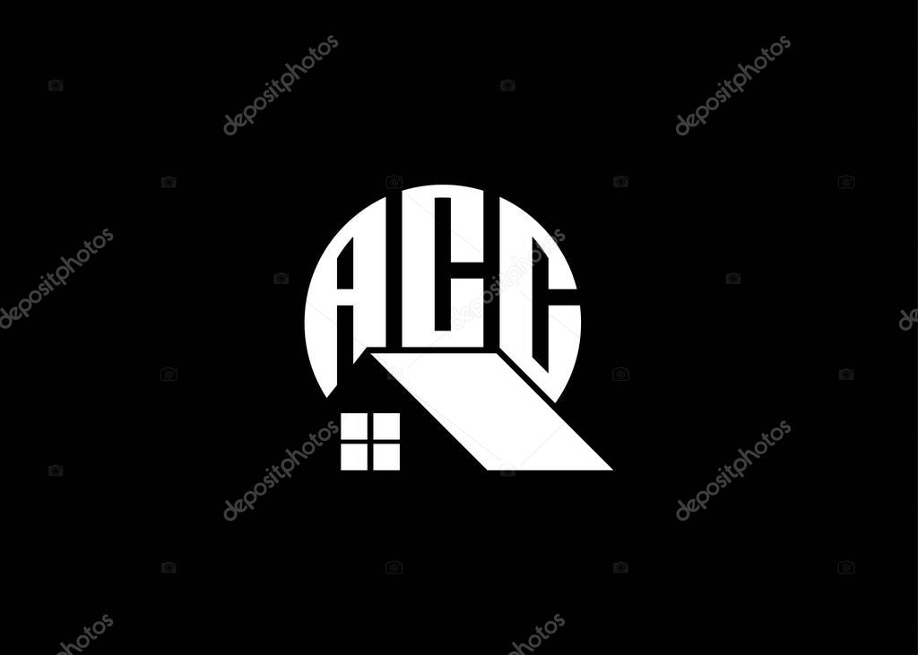 Real Estate Letter ACC Monogram Vector Logo.Home Or Building Shape ACC Logo