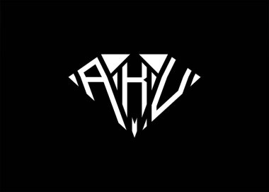 Modern harf A K V LDiamond şekil logosu ve ilk monogram A K V harf logo şablonu