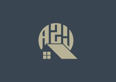 Emlak Mektubu AZJ Monogram Vektör Logosu. Ev ya da Bina Şekli AZJ Logosu