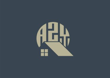 Emlak Mektubu AZY Monogram Vektör Logosu. Ev ya da Bina Şekli AZY Logosu