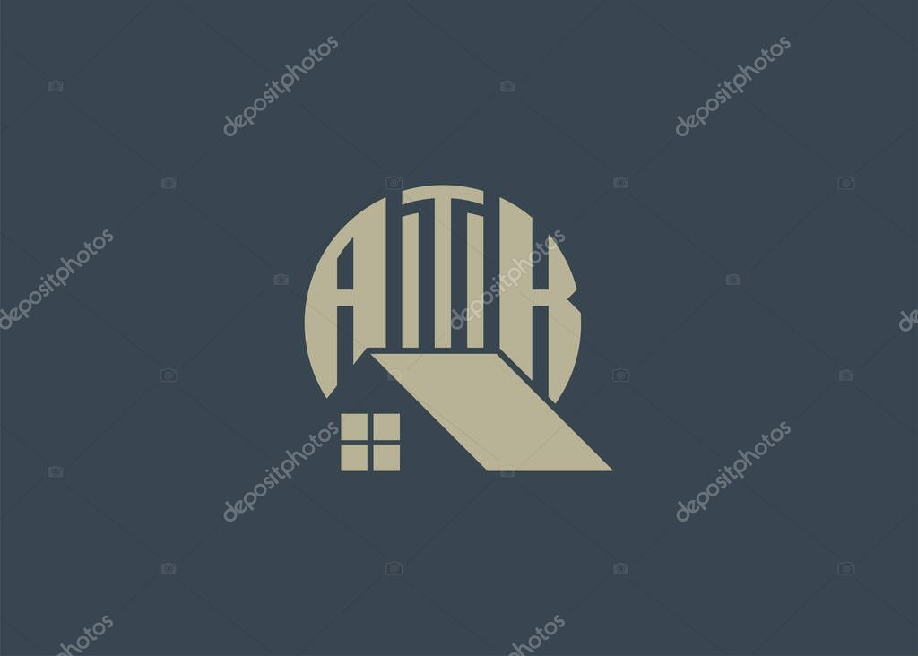 Real Estate Letter ATK Monogram Vector Logo.Home Or Building Shape ATK Logo