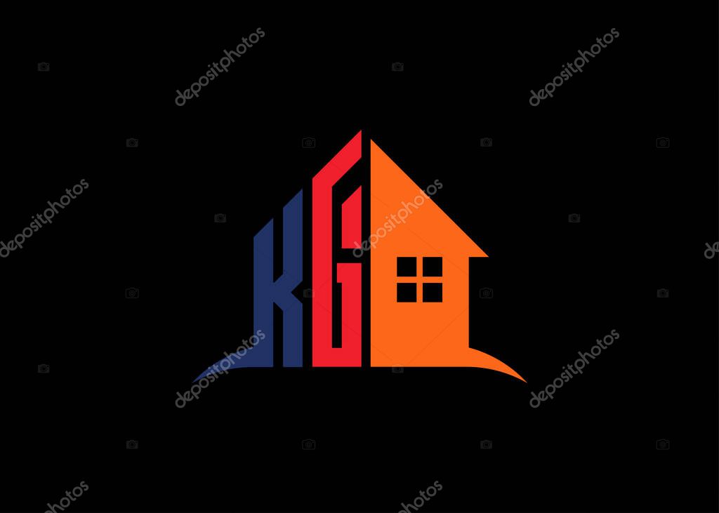 Real Estate KG Logo Design On Creative Vector monogram Logo template.Building Shape KG Logo.