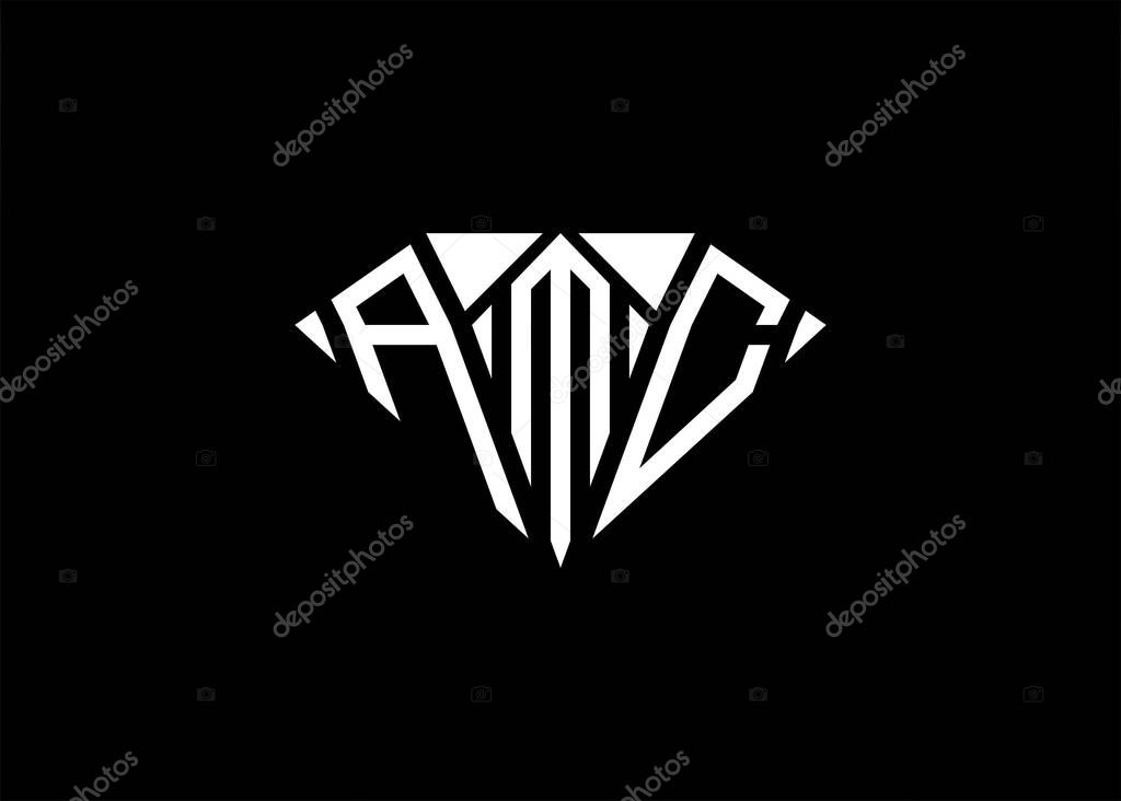 Modern letter A M C diamond shape logo And initial monogram A M C letter logo vector template