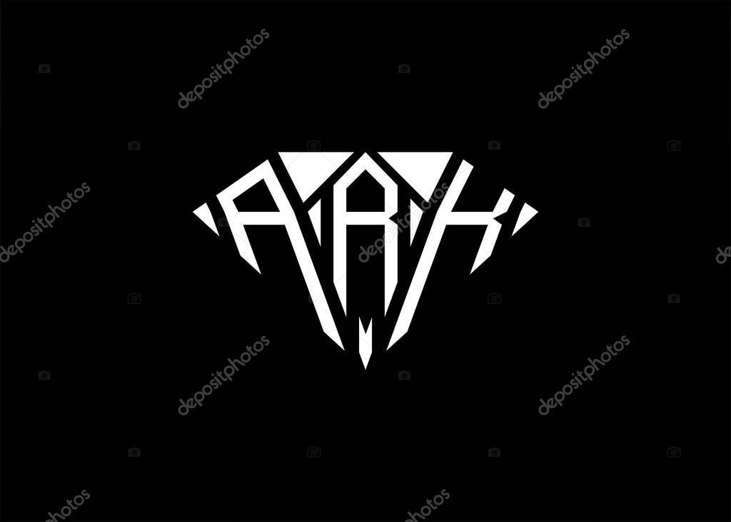 Modern letter A R K diamond shape logo And initial monogram A R K letter logo vector template