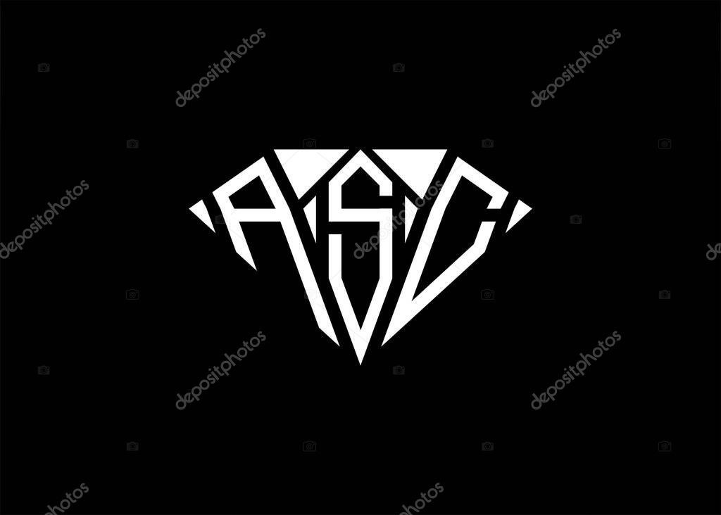 Modern letter A S C diamond shape logo And initial monogram A S C letter logo vector template