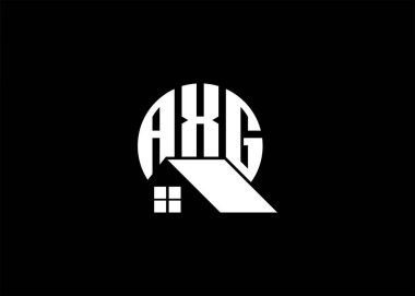 Emlak Mektubu AXG Monogram Vektör Logosu. Ev ya da Bina Şekli AXG Logosu.