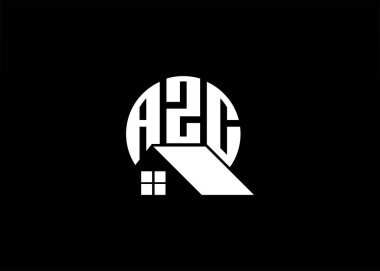 Emlak Mektubu AZC Monogram Vektör Logosu. Ev ya da Bina Şekli AZC Logosu.