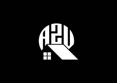 Emlak Mektubu AZV Monogram Vektör Logosu. Ev ya da Bina Şekli AZV Logosu