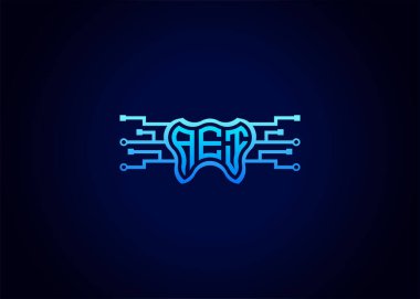 AEI Modern Teknoloji Vektörü Monogram Diş Bakımı Şekli Logo.