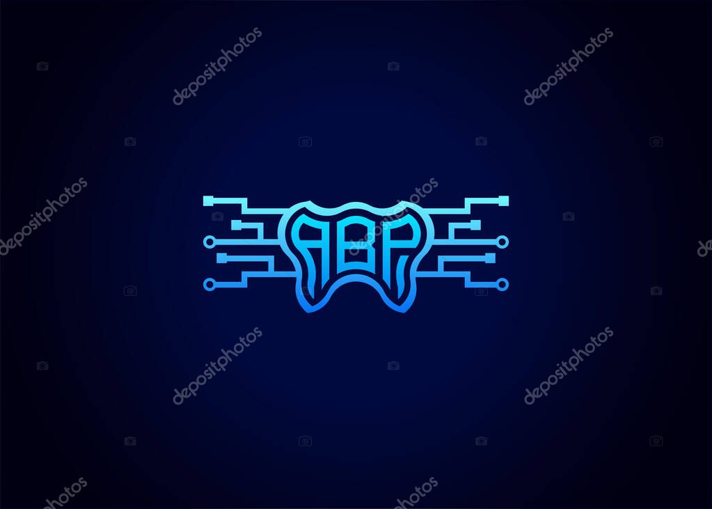 Letter ABP Modern Technology Vector Monogram Dental care shape Logo.