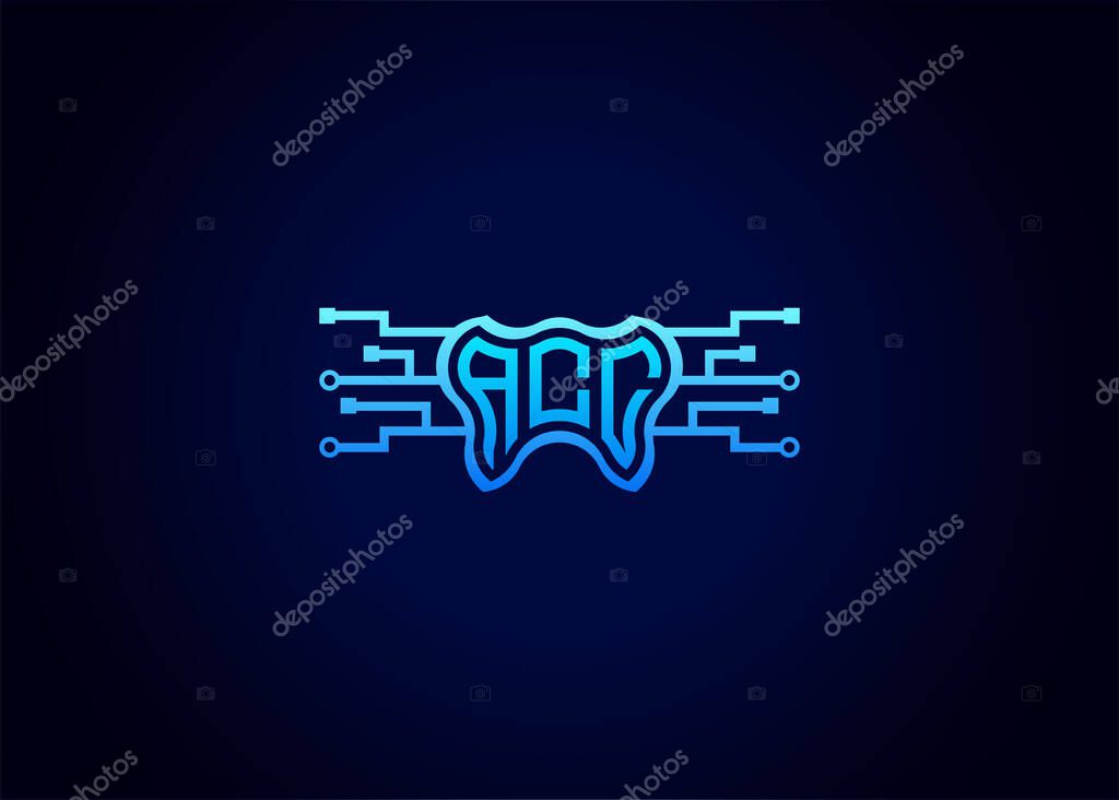Letter ACC Modern Technology Vector Monogram Dental care shape Logo.