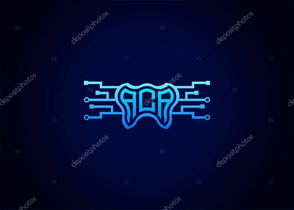 Letter ACA Modern Technology Vector Monogram Dental care shape Logo