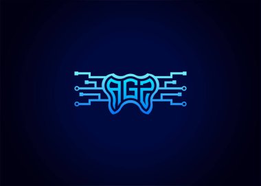 AGZ Modern Teknoloji Vektörü Monogram Diş Bakımı Şekli Logo.