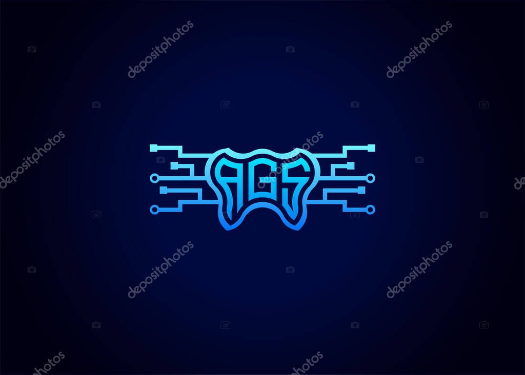 Letter AGS Modern Technology Vector Monogram Dental care shape Logo.