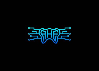 Harf AHE Modern Teknoloji Vektörü Monogram Diş Bakımı Şekli Logo